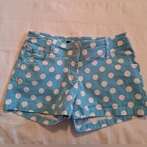 Mini Boden girls size 12 years light blue with white polka dot shorts, vguc
